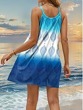 abordables Robes Boho-Robe Mini Femme Robe Petite Robe D&#039;Été Robe Shift Robe D&#039;Été Tropicale Hawaïenne Boho Vacances Décontractées Plage Ajustement Large Ombre Tropicale Sans Manches Col Rond Rose Bleu Marine Bleu Été