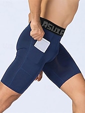 cheap Men's Shorts, Tights &amp; Pants-Men's Running Tight Shorts Compression Shorts Yoga Shorts Spandex Shorts with Phone Pocket High Waist Base Layer Athletic Summer Spring Spandex 4 Way Stretch Quick Dry Power Flex Breathable Gym