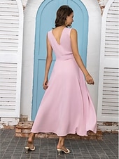 ieftine Rochii Albe Casual-rochie maxi pentru femei, albă, cu decolteu în V, fără mâneci, talie strânsă, în formă de linie, seară formală, nuntă, bal de absolvire, primăvară vară, mărime întreagă, îmbrăcăminte potrivită,