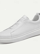  Weiße Slip-On-Sneaker aus Leder für Herren – minimalistisches Design mit bequemer Sohle für den Freizeitlook