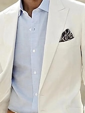 abordables Blazer en lin-Veste blazer en lin pour hommes veste de sport mode décontractée été uni blanche coupe ajustée à boutonnage simple à un bouton