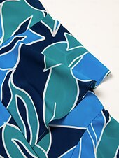 economico Abiti floreali-Per donna Vestito in Chiffon Abito maxi Blu Viola Senza Maniche Floreale Volant Stampa Primavera &amp; Estate Il giro Abito a Fantasia XS S M