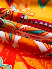 billige designer badetøy-Dame Badetøy Ett stykke Badedrakt Avtagbar pad Rynket utringing Boho Paisley Damask Gul Torget Badedrakter Trykt mønster ny Ferie Strand Klær Strandstil