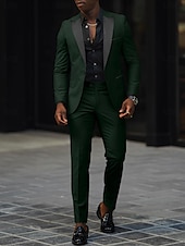 cheap Homecoming Suits-Men&#039;s Wedding Suits Homecoming Suits Burgundy Dark Green Fashion Daily Solid Colored Tailored Fit 2 Piece Single Breasted One-button