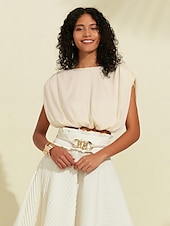 cheap Shirts,Tops &amp; Blouses-Women&#039;s Crop top Drawstring Sleeveless Satin Top Elegant Casual Work Spring Summer