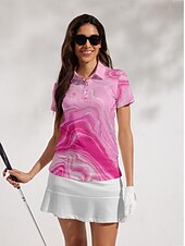 preiswerte Frauengolfkleidung-Damen Golf-Poloshirt Rosa Kurzarm Oberteil Damen-Golfkleidung, Kleidung, Outfits, Kleidung