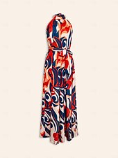 cheap Jumpsuits-Satin Loose Floral Wide-leg Belted Jumpsuit