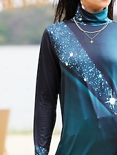 olcso Művészet és Design póló-Női T-Shirt Napi Alap Nyomtatás Hosszú Ujjú Hosszú Felsők Garbó Magas Nyak Hétköznapi Fekete Piros Kék Lila Zöld Ősz  Tél