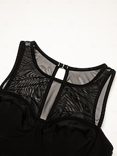 お買い得  デザイナー水着-女性用 スイムウェア ワンピース 水着 単色/無地 ブラック ラウンド 水着 ビーチスタイル