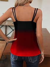 billige Grafisk tank-Kvinnes Camisole Tank Top Ermeløs Gradient Scoop Neck Blå Marineavslappet Passform Sommer Casual Moteklær Allsidig Bekledning