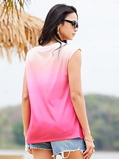 billige Grafisk butikk Tank topper &amp; Camis-stilig neon skjorte for kvinner &amp;amp; lyse ombre-trykk ermeløse vanlige topper v-hals ferie uformell rosa rød blå lilla grønn sommer
