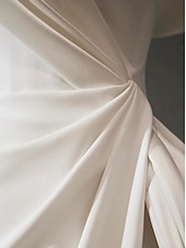 cheap Casual Wedding Dresses-Beach Open Back Simple Wedding Dresses Beach Wedding Sheath / Column Scoop Neck Sleeveless Sweep / Brush Train Stretch Fabric Bridal Gowns With Solid Color Summer Wedding Party 2025