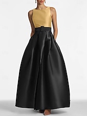 baratos VERDE-Vestido de noite em linha a, vestido com fenda alta, casamento na praia, convidado formal, comprimento até o chão, sem mangas, joia, pescoço, cinto/faixa, cetim com pregas, fenda 2025