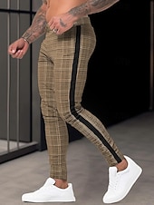 halpa Chinot-Miesten Housut Kiinalainen Kesähousut Rennot housut Edessä tasku Vetoketjullinen jalka Ruudukko / Plaid Mukavuus Hengittävä liiketoiminta Kausaliteetti Päivittäin Muoti Perus Ruskea Khaki
