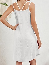 tanie mini czarna sukienka-Damskie Sukienka midi Biała sukienka Sukienka na ukończenie szkoły Koronkowa sukienka Codzienne sukienki Moda miejska Codzienny Linia A Urlop Ulica Święto Luźna Krótki rękaw W serek Czarny Biały