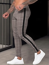 halpa Chinot-Miesten Housut Kiinalainen Kesähousut Rennot housut Edessä tasku Vetoketjullinen jalka Ruudukko / Plaid Mukavuus Hengittävä liiketoiminta Kausaliteetti Päivittäin Muoti Perus Ruskea Khaki