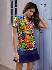olcso Póló és Quarterzip-Női POLO trikó Narancssárga Rövid ujjú Felsők Női golffelszerelések ruhák ruhák, ruházat