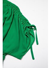 economico Abiti floreali-maxi abito grembiule da donna in chiffon verde con scollo a V e allacciatura sul retro