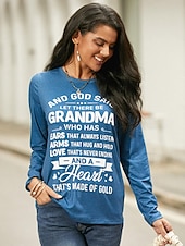 Χαμηλού Κόστους Χιούμορ και αποσπάσματα-Γυναικείο T- shirt Κοντομάνικο Μακρυμάνικο Τοπάκι Γράμμα Εκτύπωση Κανονικά Τοπ Στρογγυλή Λαιμόκοψη Καθημερινή Έξοδος Ροζ Μπλε Πράσινο Γκρι Άνοιξη  Φθινόπωρο