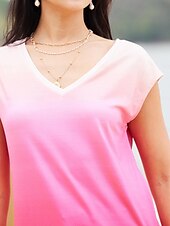billige Grafisk butikk Tank topper &amp; Camis-stilig neon skjorte for kvinner &amp;amp; lyse ombre-trykk ermeløse vanlige topper v-hals ferie uformell rosa rød blå lilla grønn sommer