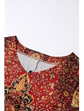 levne Boho šaty-Dámské Mini šaty Volnočasové šaty Letní šaty Šaty s potiskem Aktivní Módní Šik ven Venkovní Dovolená Denní Běžný Květinový Krátký rukáv Do V Černá Bílá Rubínově červená Bordó Léto Jaro