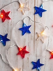  Патриотичные светодиодные гирлянды для Дня независимости 4 июля 250-й юбилей День памяти звездные огоньки 1,5 м 10 LED работающие от батареек праздничное украшение для дома