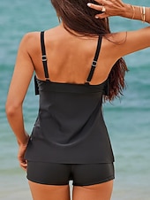 economico Tankini-Costume tankini 2 pezzi da donna a blocchi di colore strato nero grigio bianco top sportivo estivo con pantaloni corti rapido asciugatura elasticizzato