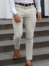 cheap Chinos-Men&#039;s Graduation Trousers Chinos Chino Pants Pocket Plain Comfort Breathable Office Daily Casual Black Red