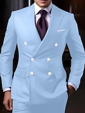 cheap Formal Suits-Men&#039;s Wedding Suits Homecoming Suits Black White Business Formal Solid Colored Tailored Fit 2 Piece Double Breasted Six-buttons