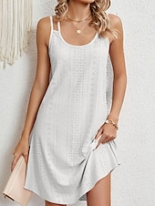 tanie mini czarna sukienka-Damskie Sukienka midi Biała sukienka Sukienka na ukończenie szkoły Koronkowa sukienka Codzienne sukienki Moda miejska Codzienny Linia A Urlop Ulica Święto Luźna Krótki rękaw W serek Czarny Biały
