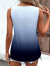 voordelige Grafische winkel Tanktops &amp; Camis-Dames Camisole Tanktop Mouwloos Gradiënt V-hals Blauw Ombre Casual Zomer Lichtgewicht Ademend Ontspannen Pasvorm Veelzijdige Mode Top