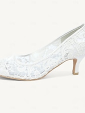 voordelige Bruiloftsgast-Klassieke kanten pumps voor dames – comfortabele pumps met een lage kittenhak en ronde neus, perfect voor bruiloften, een avondje uit en speciale gelegenheden.