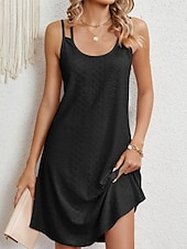 tanie mini czarna sukienka-Damskie Sukienka midi Biała sukienka Sukienka na ukończenie szkoły Koronkowa sukienka Codzienne sukienki Moda miejska Codzienny Linia A Urlop Ulica Święto Luźna Krótki rękaw W serek Czarny Biały