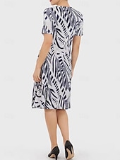 tanie Sukienka Sztuka i Design-Damskie Sukienka midi Codzienne sukienki Sukienka t-shirtowa Sukienka trapezowa Letnie sukienki Elegancja Zabytkowe Urlop Praca Codzienny Luźna Geometryczny Krótki rękaw Półgolf Szary Lato