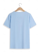  Camicia da donna 100% Cotone Camicia Blusa Stampa a bottoni Weekend Streetwear Di base Casual Simile lino Manica corta Collo tondo Bianco Estate Primavera