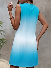 abordables Robes Tie and Dye et dégradé-Robe mini femme Robe décontractée Robe petite Robe d&#039;été Robe stylée Classique Décontractée Vacances Quotidienne Détente Ajustement ample Ombre Dégradé Sans manches Col ras du cou Bleu ciel Été