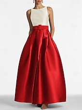 baratos VERDE-Vestido de noite em linha a, vestido com fenda alta, casamento na praia, convidado formal, comprimento até o chão, sem mangas, joia, pescoço, cinto/faixa, cetim com pregas, fenda 2025