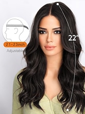 voordelige Synthetische trendy pruiken-Zwarte pruiken met pony voor vrouwen Lang golvende pruiken met gordijnpony Natuurlijke pruik Hittebestendig Charmant synthetisch haar voor dagelijks feestgebruik 22 inch