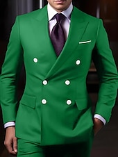cheap Formal Suits-Men&#039;s Wedding Suits Homecoming Suits Black White Business Formal Solid Colored Tailored Fit 2 Piece Double Breasted Six-buttons