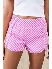 olcso Hot Shorts-Női Rövidnadrágok Alkalmi Napi Rövid Leopárd Mértani Kockás Hasított Nyomtatás Lélegzési képesség Kényelmes Mikroelasztikus Alkalmi Hétvége Világos rózsaszín Rózsaszín Bíbor Lóhere Nyár Normál