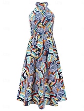 levne Elegantní květinové šaty-dámské ležérní šaty květinový list bez zad ohlávka midi šaty ležérní boho denní dovolená bez rukávů léto