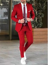 cheap Formal Suits-Black Blue Ivory Men&#039;s Wedding Suits Homecoming Suits Business Workwear Dress Suits Solid Colored 2 Piece Tailored Fit Single Breasted Two-button