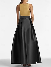 baratos VERDE-Vestido de noite em linha a, vestido com fenda alta, casamento na praia, convidado formal, comprimento até o chão, sem mangas, joia, pescoço, cinto/faixa, cetim com pregas, fenda 2025