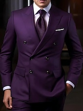 cheap Formal Suits-Men&#039;s Wedding Suits Homecoming Suits Black White Business Formal Solid Colored Tailored Fit 2 Piece Double Breasted Six-buttons