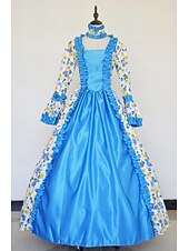 tanie Sukienki-Zabytkowe Rokoko Renesansowa Maxi Sukienka Normalny Juliet Kopciuszek Księżniczka Kwadratowy dekolt Strój na bal maskowy Halloween Karnawał Bal maskowy Spektakl Impreza Halloween Doroślu Na każdy