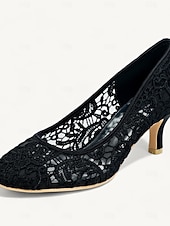 voordelige Bruiloftsgast-Klassieke kanten pumps voor dames – comfortabele pumps met een lage kittenhak en ronde neus, perfect voor bruiloften, een avondje uit en speciale gelegenheden.