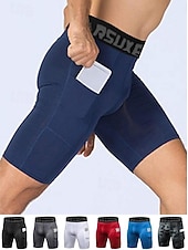 cheap Men's Shorts, Tights &amp; Pants-Men's Running Tight Shorts Compression Shorts Yoga Shorts Spandex Shorts with Phone Pocket High Waist Base Layer Athletic Summer Spring Spandex 4 Way Stretch Quick Dry Power Flex Breathable Gym