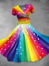 abordables Robe de cocktail-Femmes Robe Midi Robe d&#039;été Élégant Tropical Classique Vacances Maison Date Coupe Ample Graphique Manche Courte Col en V Noir Blanche Jaune Vert Claire Été