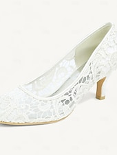 voordelige Bruiloftsgast-Klassieke kanten pumps voor dames – comfortabele pumps met een lage kittenhak en ronde neus, perfect voor bruiloften, een avondje uit en speciale gelegenheden.