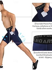 cheap Men's Shorts, Tights &amp; Pants-Men's Running Tight Shorts Compression Shorts Yoga Shorts Spandex Shorts with Phone Pocket High Waist Base Layer Athletic Summer Spring Spandex 4 Way Stretch Quick Dry Power Flex Breathable Gym